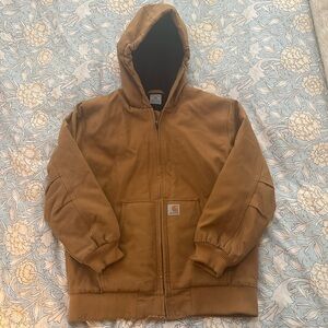 Carhartt kids LG zippered coat with hood.